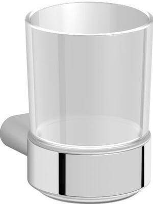 Copo Vidro com suporte parede Latão Cromado Serie SANTORINI